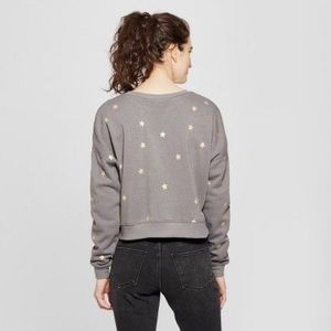 Gold Star Print Pullover Sweatshirt